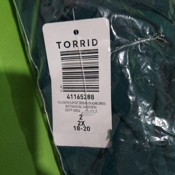 NWT Torrid Green Tea Length Clip Dot Open Back A-Line Dress in Size 2 - 18/20 - Picture 5 of 6